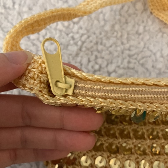 Gold Mini Crochet and Sequin Bag - Picture 12 of 15